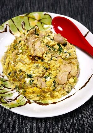 簡単！小松菜と舞茸の親子丼風炒り卵-レシピのメイン写真