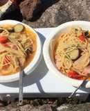 山ごはんベーコンプチトマトナスープパスタ