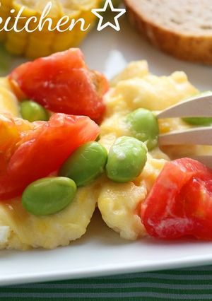 枝豆とトマトのオープンオムレツ-レシピのメイン写真
