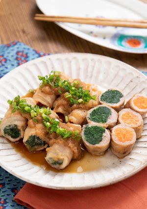 ほうれん草と人参の豚肉巻き☆玉ねぎソース-レシピのメイン写真