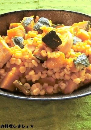 簡単★鶏肉とかぼちゃとコーンのシンプル煮-レシピのメイン写真