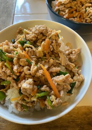 ひき肉とニラのピリ辛スタミナ丼-レシピのメイン写真