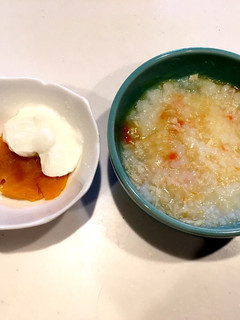 【離乳食中期】ササミがゆとヨーグルト-レシピのメイン写真