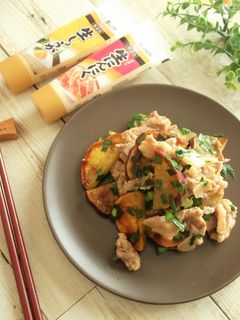 フライパンで♪薩摩芋と豚肉のスタミナ蒸し-レシピのメイン写真