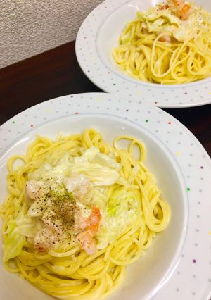 海老とキャベツのクリームパスタ-レシピのメイン写真