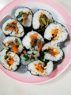 牛肉キンパ 子ども大好き(*´ω`*)⭐-レシピのメイン写真
