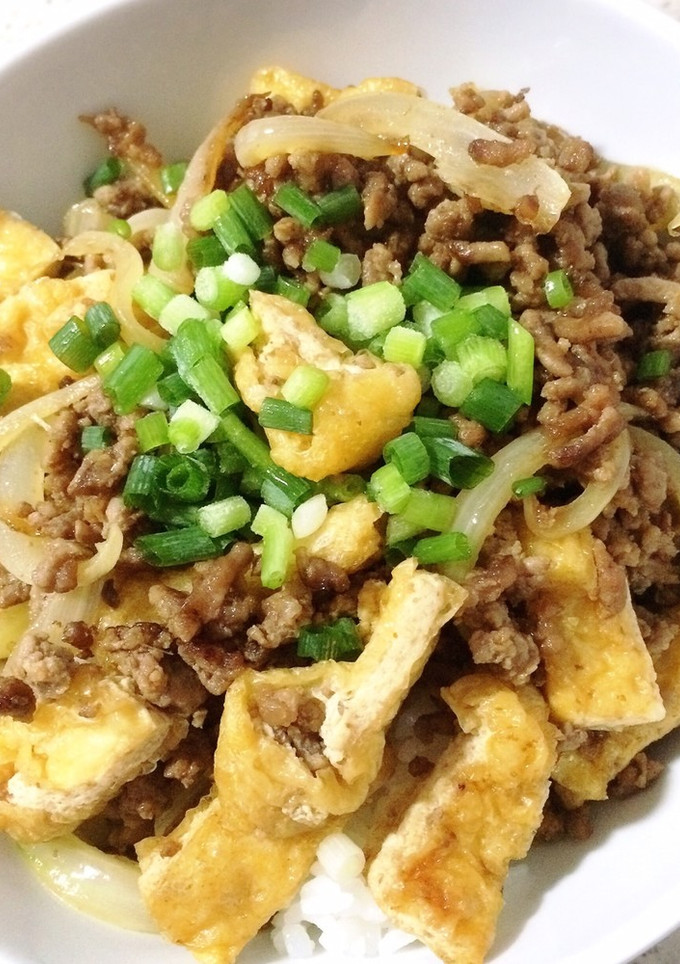 簡単★挽肉と油揚げのチャチャっと丼♪-レシピのメイン写真