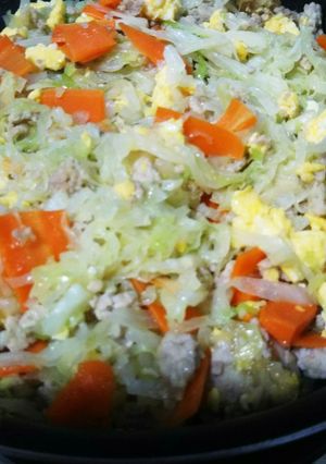 親子で食べる☆キャベツと鶏挽肉の中華炒め-レシピのメイン写真