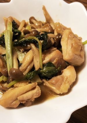 鶏肉と小松菜としめじの炒め煮-レシピのメイン写真