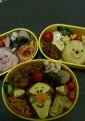 キャラ弁・プー・ピグ・ティガー弁当-レシピのメイン写真