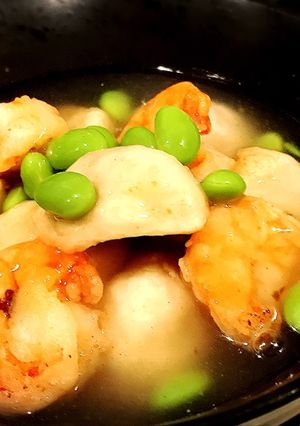 冷凍食品で！海老と里芋と枝豆のあんかけ-レシピのメイン写真