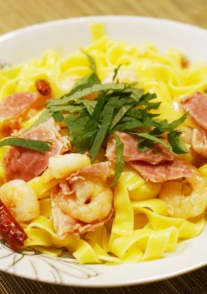 海老と銀杏と生ハムのパスタ-レシピのメイン写真
