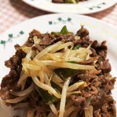 A picture of ☆もやしとピーマン炒めとがっつり焼肉.