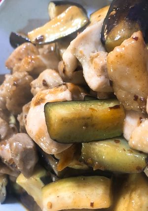 茄子と鶏もも肉の豆板醤炒め-レシピのメイン写真