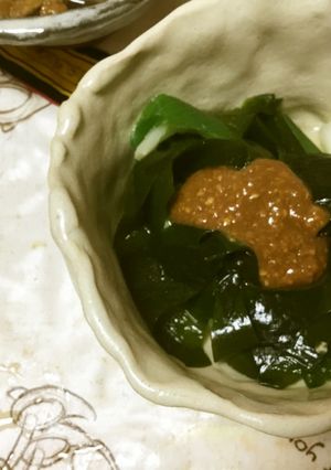 敬老の日にネギとわかめのぬた-レシピのメイン写真
