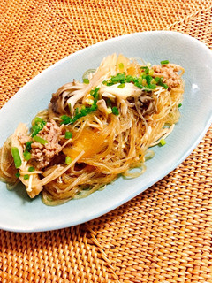 *ひき肉ときのこでスキヤキ春雨*-レシピのメイン写真