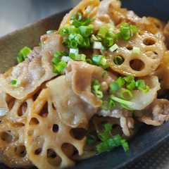 れんこんと豚肉の甘辛炒め-レシピのメイン写真