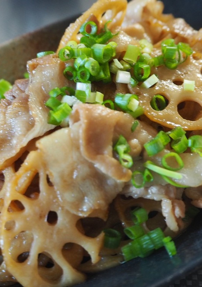 れんこんと豚肉の甘辛炒め-レシピのメイン写真