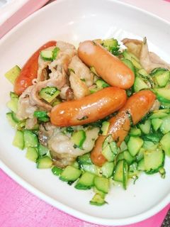 さっぱり!きゅうりと豚肉の梅肉炒め-レシピのメイン写真