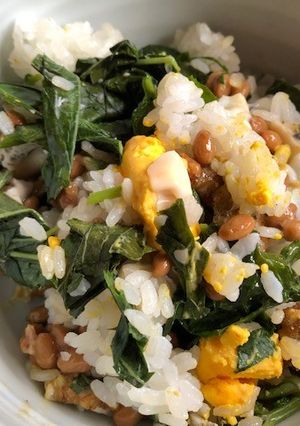 納豆とモロヘイヤの卵入りまぜご飯-レシピのメイン写真