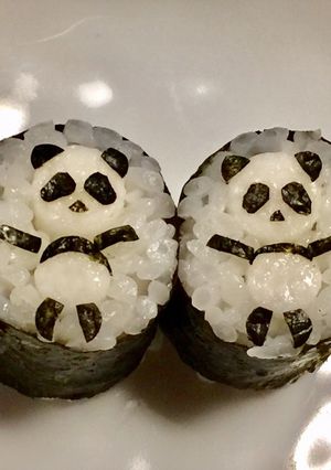 寿司型・模様巻き(パンダ2個だけ弁当用)-レシピのメイン写真