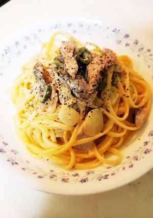 秋刀魚のガーリッククリームパスタ♪-レシピのメイン写真