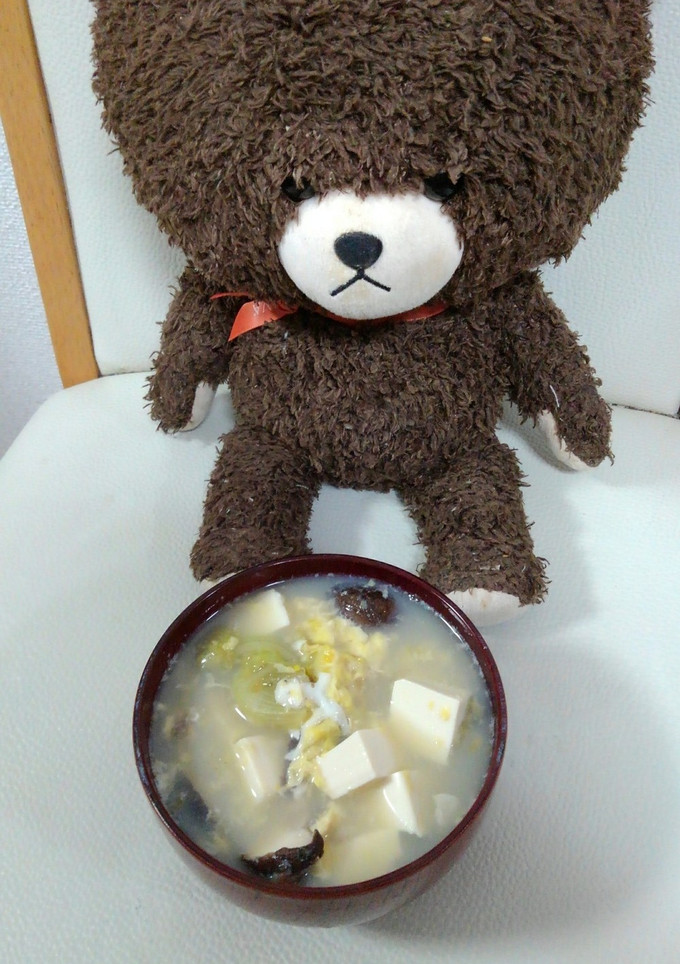 中華風豆腐と椎茸のふわふわ卵レタススープ-レシピのメイン写真