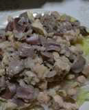 鶏肉のむね・もも・砂肝の白ワイン煮