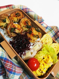 のっけ弁当(ベビーホタテバター醤油炒め)-レシピのメイン写真