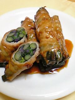 紅苔菜(トウタイサイ)の豚肉巻き-レシピのメイン写真