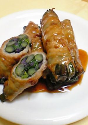 紅苔菜（トウタイサイ）の豚肉巻き-レシピのメイン写真
