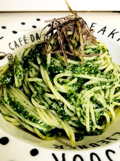 簡単!モロヘイヤと枝豆の冷製和風パスタ-レシピのメイン写真