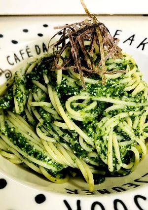簡単!モロヘイヤと枝豆の冷製和風パスタ-レシピのメイン写真