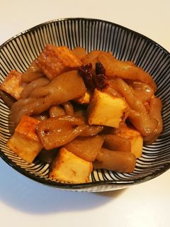 手綱こんにゃくと厚揚げのピリ辛味噌炒め。-レシピのメイン写真