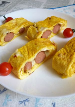 ウィンナー＋モッツァレラのビッグ厚焼き卵-レシピのメイン写真
