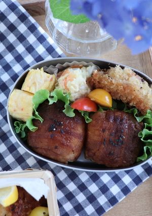 【簡単レシピ】肉巻きおにぎりお弁当-レシピのメイン写真