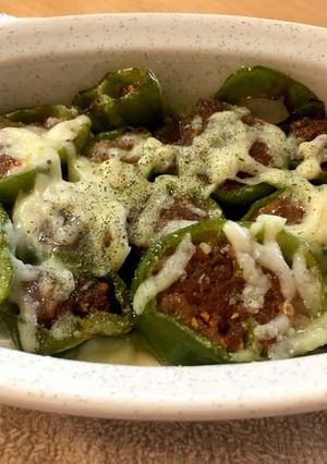 ピーマンのチーズカレー肉詰め♪-レシピのメイン写真