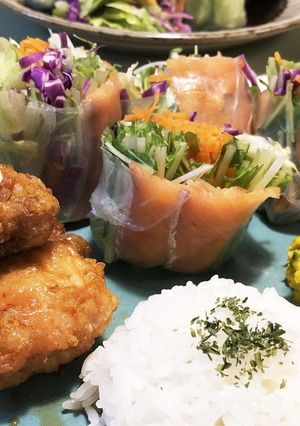 食欲そそる野菜たっぷりカラフル生春巻き♡-レシピのメイン写真
