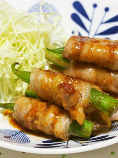 みょうがとオクラの豚巻き♪味噌ダレで♪-レシピのメイン写真