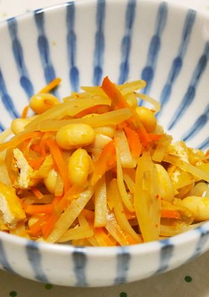 大根の皮と大豆の炒め煮♪七味をかけて♪-レシピのメイン写真