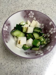 きゅうりとオクラと山芋の塩昆布和え-レシピのメイン写真