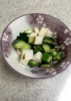 きゅうりとオクラと山芋の塩昆布和え-レシピのメイン写真