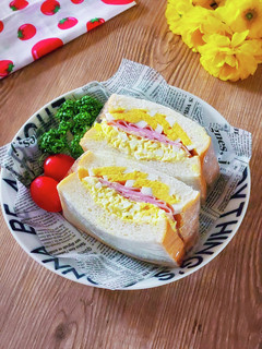Wたまごで綺麗♡ハムエッグサンドイッチ♡-レシピのメイン写真
