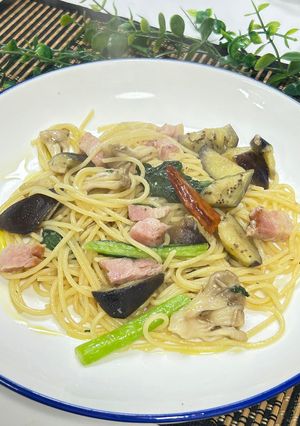 茄子と舞茸とベーコンの和風パスタ-レシピのメイン写真