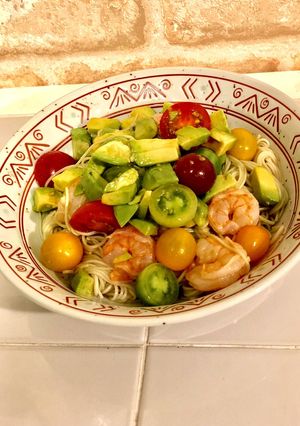 そうめんでえびとアボカド冷製パスタ風-レシピのメイン写真