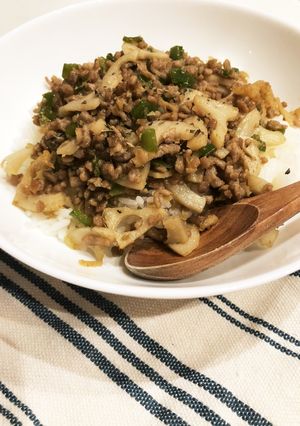 生姜たっぷり☆れんこんとひき肉のそぼろ丼-レシピのメイン写真