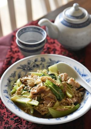 チンゲン菜ときのこのあんかけご飯-レシピのメイン写真