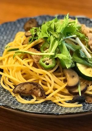 10分でできる豚肉と水菜の和風パスタ☆-レシピのメイン写真
