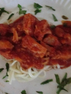 トマトソース煮モツ パスタ-レシピのメイン写真