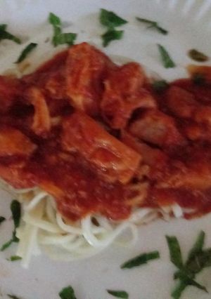 トマトソース煮モツ　パスタ-レシピのメイン写真